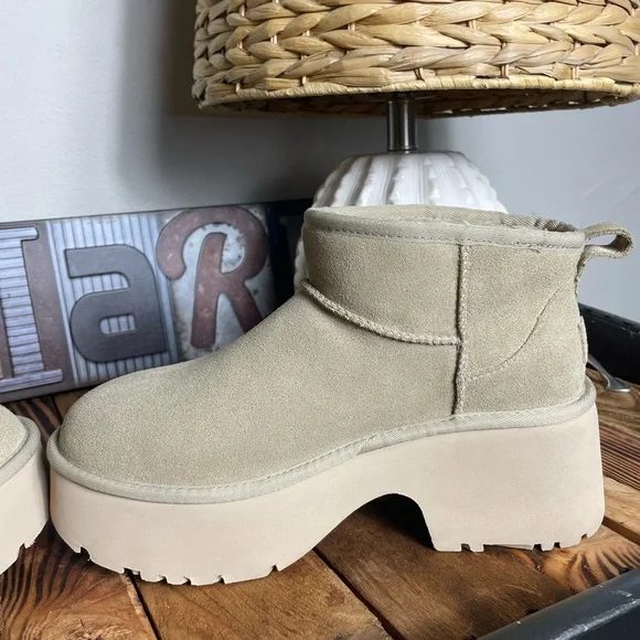 UGG Women's Ultra Mini New Heights Mustard Seed Platform Boots 1158311 - Picture 8 of 14